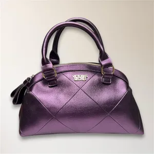 Victoria's Secret Y2K Metallic Purple Quilted Satchel Handbag‎ McBling Retro Bag thumbnail 1