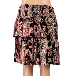 Anthropologie Myla Ruffled Boho High Waist Paisley Tiered A Line Mini Skirt Sz L thumbnail 3