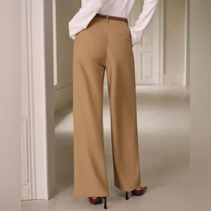 Rihoas Khaki Natural Waisted Pocket Straight Pants thumbnail 4