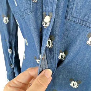 RARE Disney x Kook n Keech Denim Mickey Studded Snap Button Shirt *FLAW* thumbnail 4