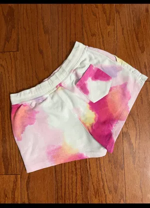 Champions Tie-dye Fleece Drawstring pull-on Shorts- size Medium. Gently warn & Excellent condition. Pockets on each side & 1 back pocket. Non-smoking home. Priced to sell at as is condition. Measurements approximately 13” waste not fully stretched out x 11” long. Don’t like my price make a reasonable offer. thumbnail 2