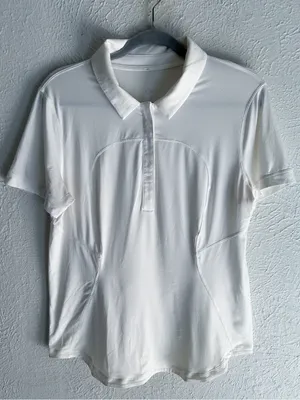 Lululemon Lululemon Quick-Drying Short Sleeve Polo Shirt White Vapor Sz 12/14 thumbnail 3