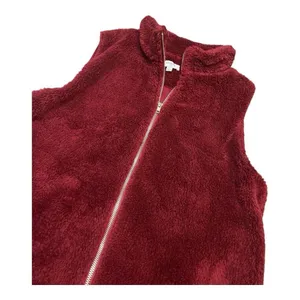 Umgee Plush Fleece Excursion Vest Women's Medium Crimson Maple Red‎ Deep Pile thumbnail 4