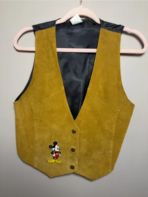 Vintage Disney Mickey Vest Leather Suede front thumbnail 5