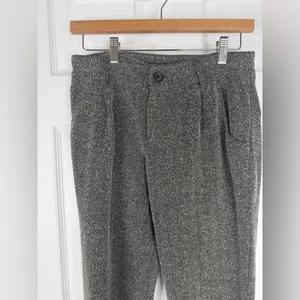 Sz 0 Free People Gray Herringbone Jogger Pants Pleated Trousers $158 MSRP thumbnail 3