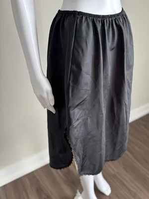 Vintage Warners Lace Half Slip Satin Black XL thumbnail 1