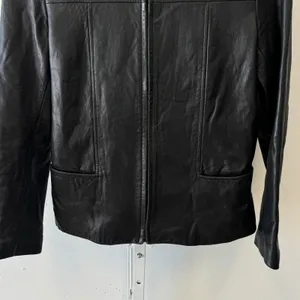 Vintage Andrew Marc NY Genuine‎ Leather Women's Jacket Zip Front Collared Small Black thumbnail 5