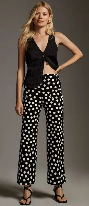 Anthropologie Colette Cropped Wide-Leg Trousers Maeve Ponte Edition polka dot 27 thumbnail 1