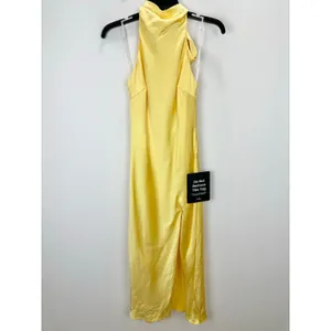 Lulus Exceptional Status Yellow Halter Backless Slip Midi Dress Small NWT thumbnail 7