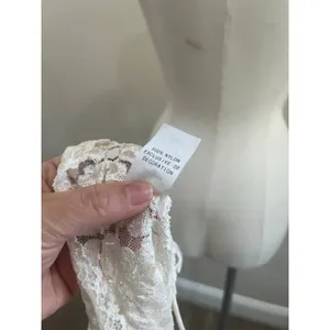 Hector Nicole White‎ Lace Mini Dress Sheer Crochet Slip Boho Size S thumbnail 6