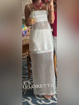 White Sequin Maxi Skirt Set thumbnail 6