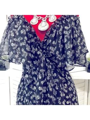 Misa Los Angeles Floral Dress chiffon boho Ruffle off-shoulder fairy festival XS thumbnail 6