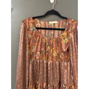 Farmers Market by Monoreno Floral Paisley Tiered Babydoll Blouse‎ Rust Small thumbnail 2
