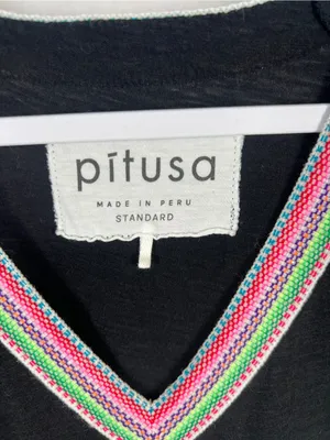 Pitusa Pima Mini Abaya Black Inca Trim Dress Swim Cover Up Standard thumbnail 3