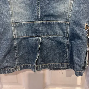 Old Navy Womens Medium Blue Denim Military Safari Jacket Zip Cargo Pockets Y2K thumbnail 9