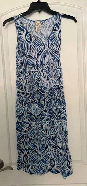 Faded Glory White and blue dress thumbnail 1