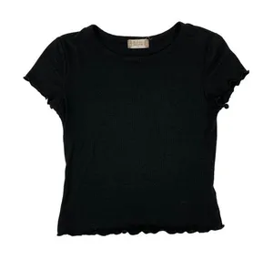 Altard State Black Crop‎ Top Medium Short Sleeve Y2K Edgy Streetwear Night Out thumbnail 1