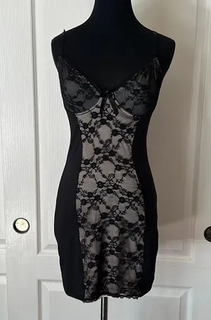Smoothform Shapewear Lingerie Black Lace Insert Slip Dress thumbnail 1