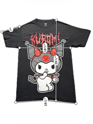 Kuromi by Sanrio Women’s Large Black Red Glitter Graphic T-Shirt Goth thumbnail 3
