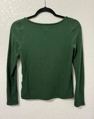 Madewell Green Ribbed Sweetheart Top thumbnail 2