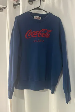 Coca-Cola Sweatshirt Vintage 90s Soda Pullover Purple Cotton Blend Atlanta thumbnail 1