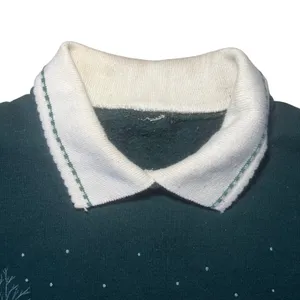 VTG 90s Morning Sun Cardinal Winter Scene Collared Sweatshirt Womens M Green thumbnail 9