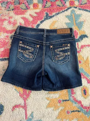 Size 4 Seven7 Dark Blue Denim Shorts thumbnail 2