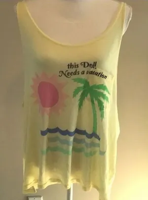 Wildfox Yellow Tank Top "Beach Scene" Sweater thumbnail 1