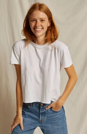 Perfectwhitetee Harley Cotton Boxy Crewneck Tee in White thumbnail 1