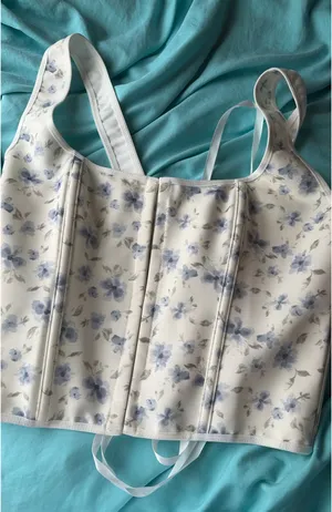 White Floral Corset Shein thumbnail 1