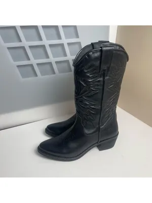 Steve Madden HAYWARD BLACK LEATHER boots Western Cowboy Boots Cowgirl Sz 6.5 thumbnail 9
