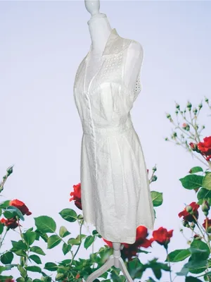 Nanette Lepore Sleeveless White Eyelet Shirt Dress thumbnail 10