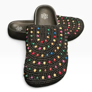 The Sak Bolinas Black Crochet Beaded Slide Clogs Womens Size 7 NEW thumbnail 2