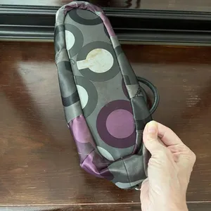 Coach Poppy Purple black gray floral bag top handle satchel thumbnail 4