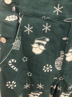 Forest Green Women's Holiday Print Overalls with Adjustable Straps small new thumbnail 4
