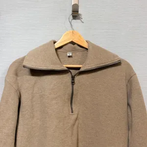 Uniqlo Womens Tan Beige Half Zip Sweatshirt Cropped Pullover 241-472561 XS thumbnail 3