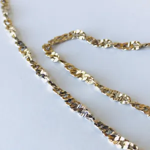 Sterling Silver Gold Tone Twist Chain Necklace, 925 LIRM thumbnail 4