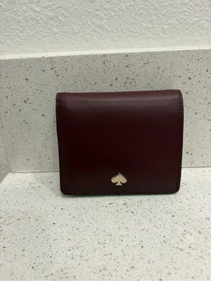 Kate Spade New York Nadine Bifold Wallet Merlot Maroon Leather Classic EUC thumbnail 3