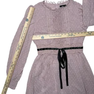 Prairie Dress Maxi S‎ Lace Swiss Dot Ribbon Cottage Romantic Sheer Bishop Sleeve thumbnail 8