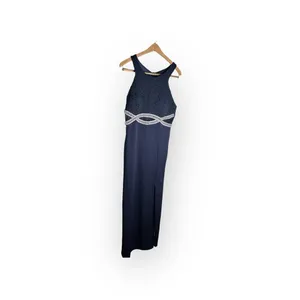 Women's blue halter‎ Lace Top maxi Bodycon dress Size (M) Sleeveless thumbnail 2