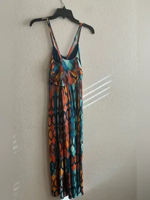 Maeve Multicolor Geometric Spaghetti-Strap Maxi Dress XS thumbnail 13