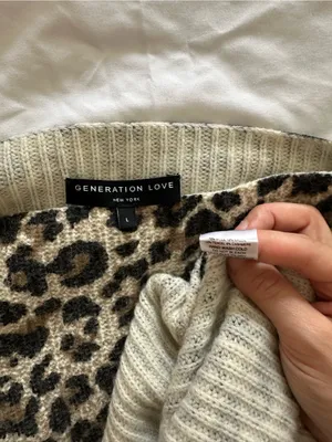 Generation Love Revolve Cheetah Print Wool Cashmere Blend Mockneck Sweater Large thumbnail 3