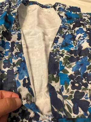 Farylina Floral Blue V-Neck Front Slit Maxi Dress - NWOT - Size XL thumbnail 9