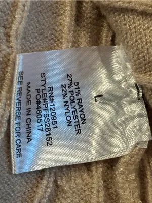 Vince Camuto Cream and Tan Striped V‑Neck Cable Knit Sweater thumbnail 4