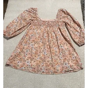 J.CREW Floral Square Neck Puff Long Sleeve Smocked Mini Dress 100% Cotton L thumbnail 11