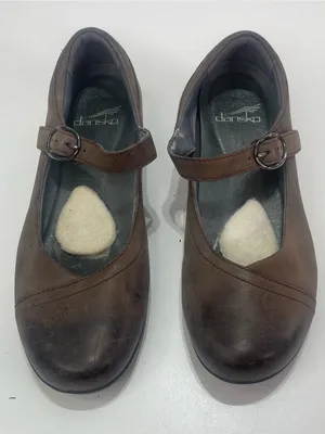 Dansko Brown Mary Jane Leather Low Wedge Women's 36 Comfort Shoes Academia thumbnail 2