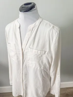 Anthropologie Calligraphie White Linen Shirt thumbnail 8