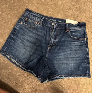American Eagle Outfitters Dark Blue Denim Cutoff Shorts thumbnail 1