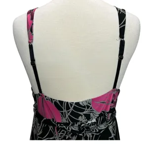 Ambrielle Y2K Pink Floral Maxi‎ Dress Empire Waist Open Back Tie Fairy Grunge M thumbnail 7