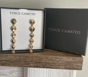 Vince Camuto Gold Pyramid Drop Earrings thumbnail 1